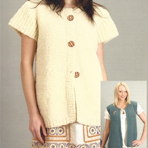 PDF Instant Digital Download ladies cap sleeve or sleeveless tunic knitting pattern 34/44 inch easy knit (1572)