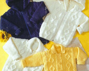 PDF Instant  Digital Download baby & childrens aran jackets knitting pattern 20 to 30 inch (586)