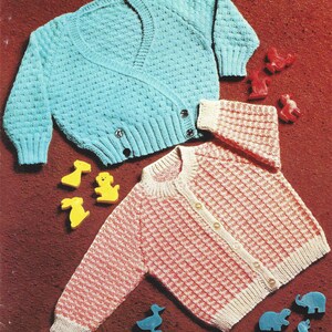 PDF Instant  Digital Download baby boy girls easy knit cardigans 4 ply knitting pattern 18/22 inch (855)