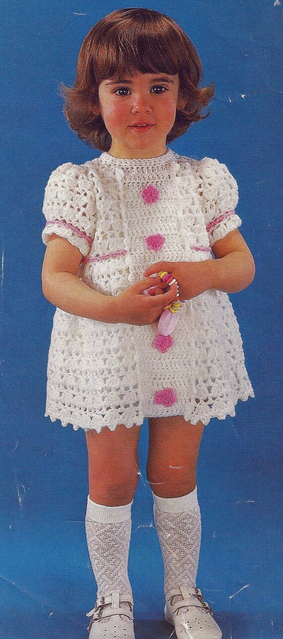 PDF Instant Digital Download Girls Pretty Crochet Party Dress.