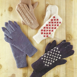 PDF Instant  Digital Download mitts & gloves for men ladies girls boys knitting pattern (879)
