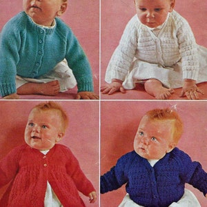 PDF Instant Digital Download 4 baby cardigans knitting pattern double knit (780)