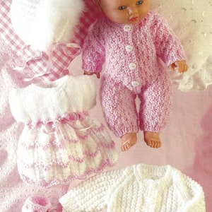 PDF Instant Download   Dolls Dress All in One Jacket & Bonnet knitting Pattern 14 inch Ideal Tiny Tears Baby Alive  (18)