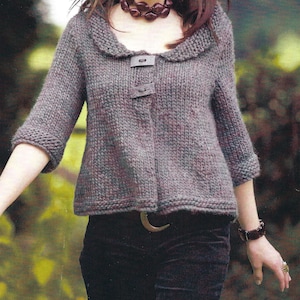 Instant PDF Digital Download ladies easy knit swing jacket knitting pattern 32/42 inch (1107)