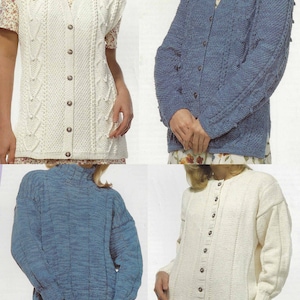 Instant PDF Digital Download 4 ladies sweaters cardigans waistcoat knitting pattern 30 to 44 inch (2487)