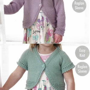 PDF Instant  Digital Download girls  easy knit 4 ply & double knit boleros knitting pattern ages 2 to 8 years (2897)