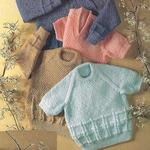 PDF Instant Digital Download baby child long short sleeved sweaters jumpers knitting pattern 20 to 30 inch (192)
