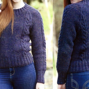 PDF Instant Digital Download ladies girls aran cabled sweater knitting pattern 32to 42 inch (2011)