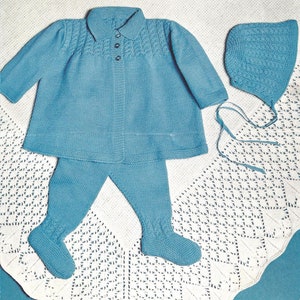 PDF Instant Digital Download baby pram set & shawl knitting pattern (1239)