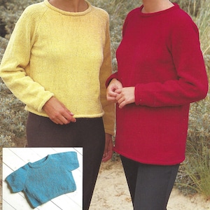 Instant PDF Digital Download ladies girls chenille double knit easy knit sweaters knitting pattern 26 to 48 inch (836)