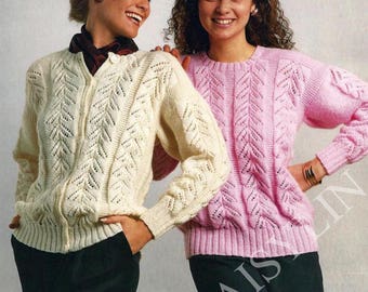 Instant PDF Digital Download ladies cardigan & sweater 32 to 42 inch knitting pattern double knit (220)
