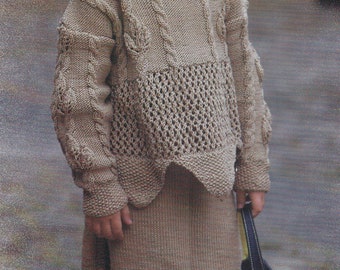 PDF Instant Download girls sweater skirt & hat 30 to 36 inch knitting pattern (1229)