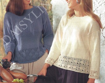 Instant PDF Digital Download ladies all knitted & crochet and knitted  sweater knitting pattern double knit 30/40 inch (232)