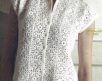 PDF Instant  Digital Download girls ladies short sleeves crochet top cardigan pattern (2058)