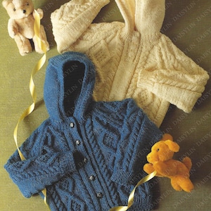 PDF Instant Digital Download baby aran knit jacket & sweater knitting pattern 20/26 inch  (336)