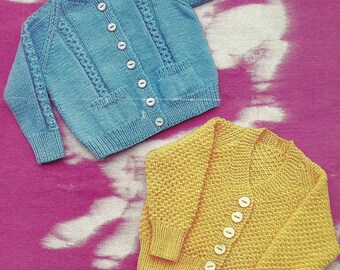 PDF Instant Digital Download baby two 4 ply cardigans knitting pattern 20/24 inch (342)