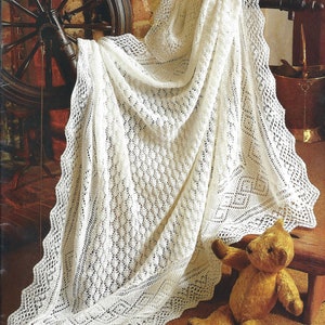 Instant PDF Digital Download baby shawl 3 ply knitting pattern (1466)