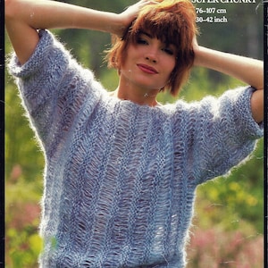 PDF Instant  Digital Download girls ladies easy knit short sleeves jumper sweater knitting pattern (2046)