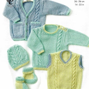 PDF Instant  Digital Download baby boys sweater tank top cardigan boots hat knitting pattern 0 to 2 years (2725)