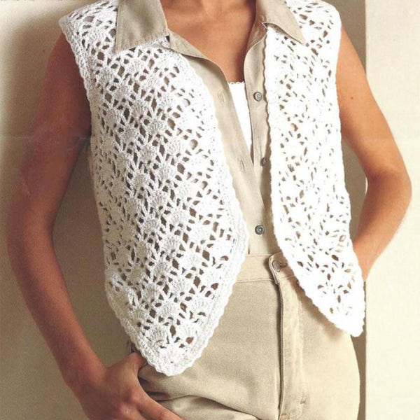 Instant PDF Download Ladies Crochet Waistcoat in  Cotton Double Knit Pattern 30 to 44 inch bust     (12)