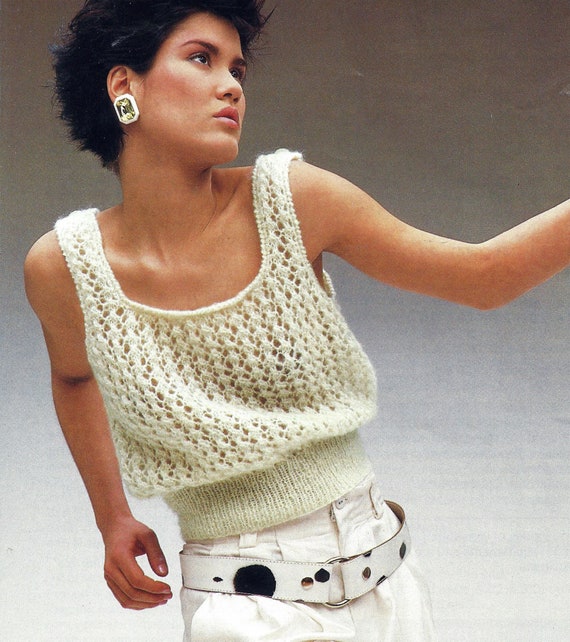 PDF Instant Digital Download Ladies Easy Knit Top Sleeveless.