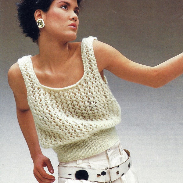 PDF Instant  Digital Download ladies easy knit top sleeveless summer knitting pattern (2062)