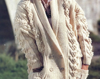 PDF Instant Digital Download LADIES girls Aran coat knitting pattern 30 to 42 inch (2638)
