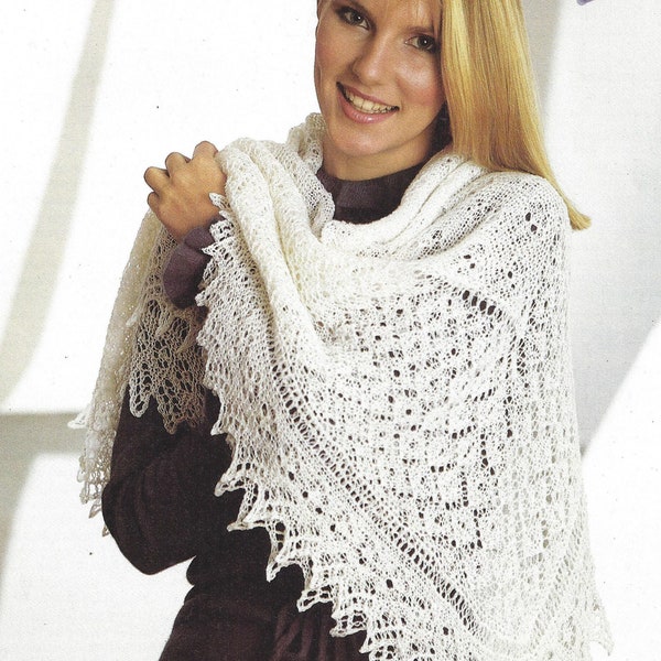 PDF Instant Digital Download ladies baby shetland lace shawl knitting pattern (1721)