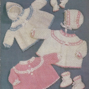 PDF Instant Digital Download  3 matinee coat sets double knit knitting pattern 0 to 6 months (1619)