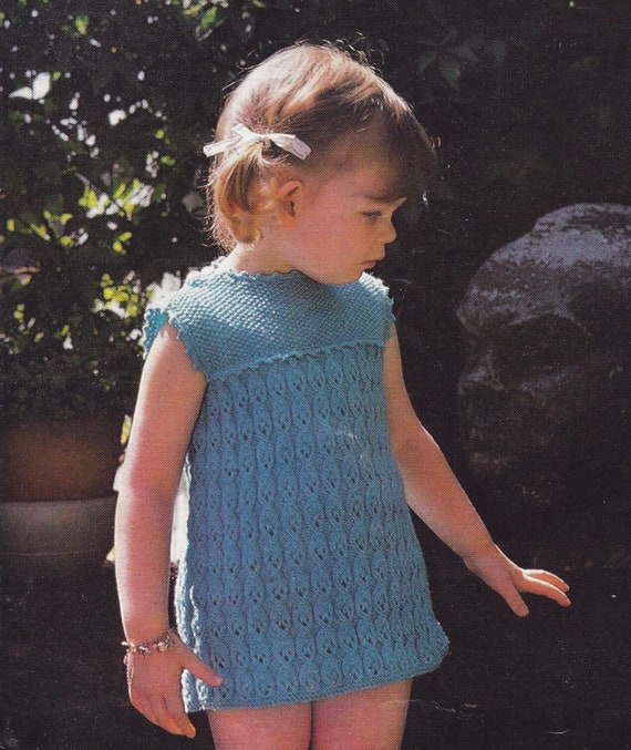 PDF Instant Digital Download baby child dress knitting pattern 18 to 24  inch (1686)