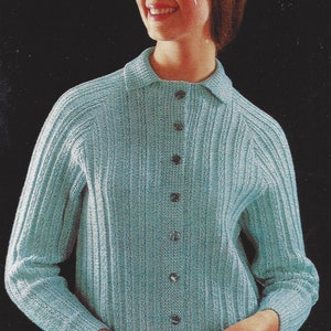 Instant PDF Digital Download ladies easy knit jacket cardigan  knitting pattern 36/40 inch (1285)