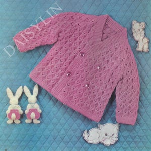 PDF Instant  Digital Download baby jacket / cardigan knitting pattern 20/22 inch  double knit (247)