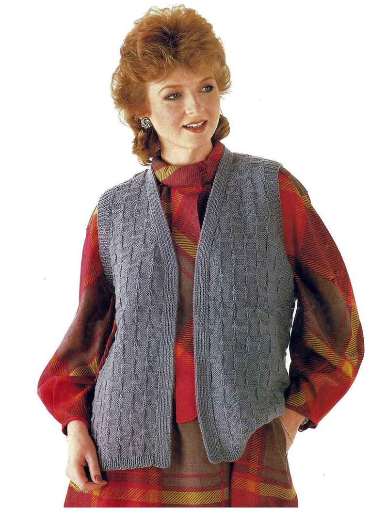 Instant Digital PDF Easy Knit Ladies Waistcoat Knitting | Etsy