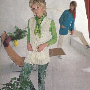 Instant PDF Digital Download ladies girls easy knit tunic coat knitting pattern 34 to 40 inch (1944)