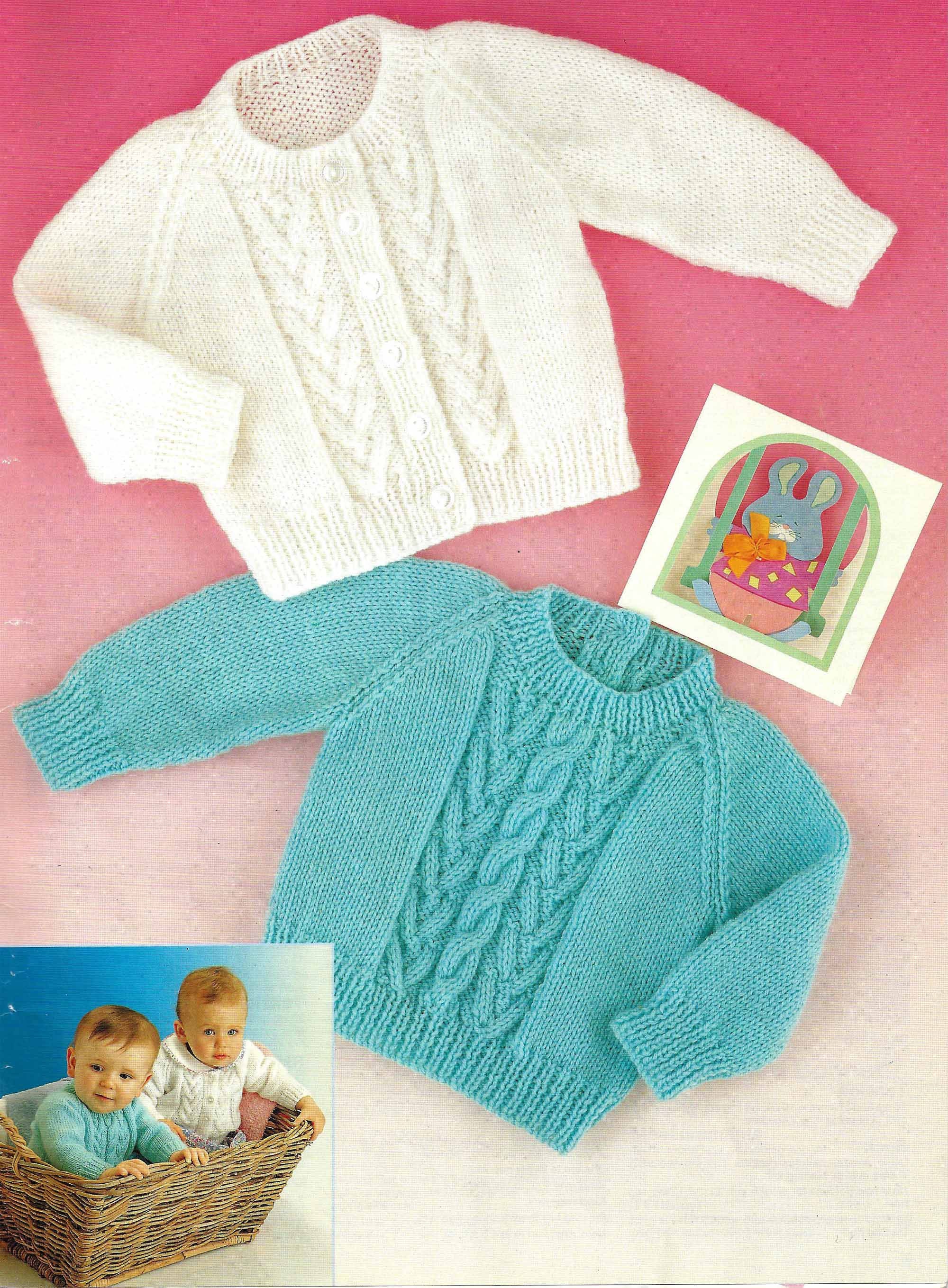 PDF Instant Digital Download Baby Cardigan Sweater 14 to 20 Inch