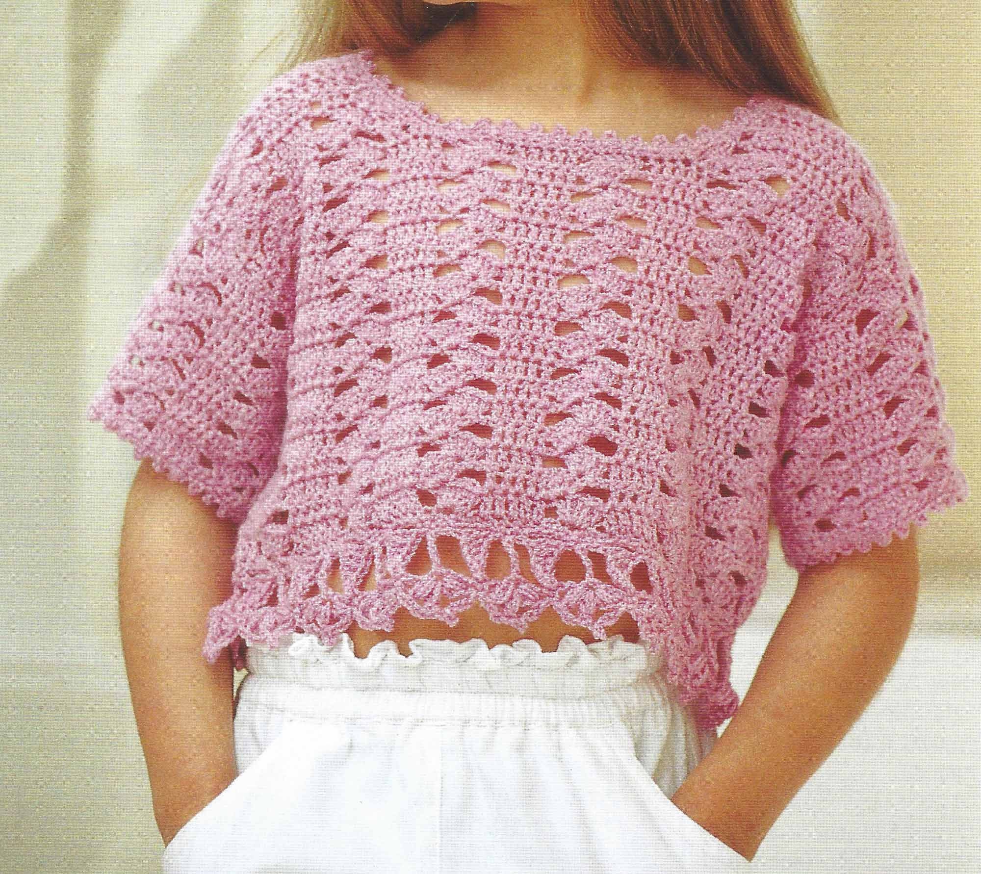 トップス Crochet frill knit tops Pink ANDMARY】Crochet frill knit tops