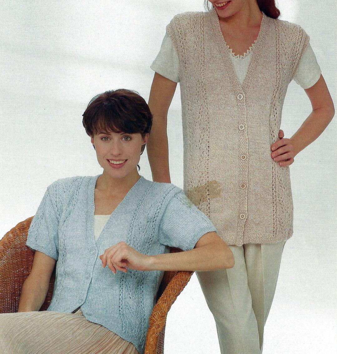 Instant PDF Digital Download Ladies Easy Knit Cardigan & Gilet Knitting