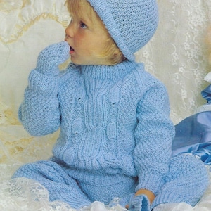 PDF Instant  Digital Download baby sweater pants hat mitts knitting pattern 18/22 (571)
