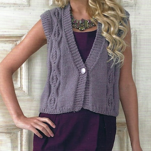 PDF Instant Digital Download ladies easy knit chunky ladies waistcoat knitting pattern 28 to 46 inch (1708)