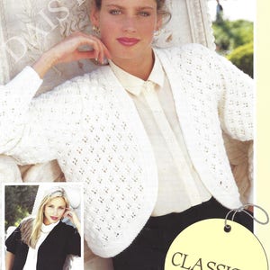 PDF Instant  Digital Download ladies plain or patterned bolero easy knit knitting pattern 30/40 inch (254)