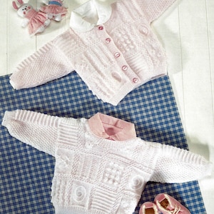 PDF Instant Digital Download baby 4 ply cardigan & sweater knitting pattern 16 to 22 inch (688)