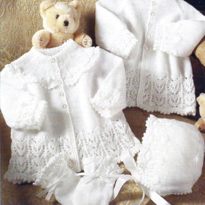 Instant PDF Digital Download baby jacket bonnet mitts knitting pattern 16 to 20 inch (1319)