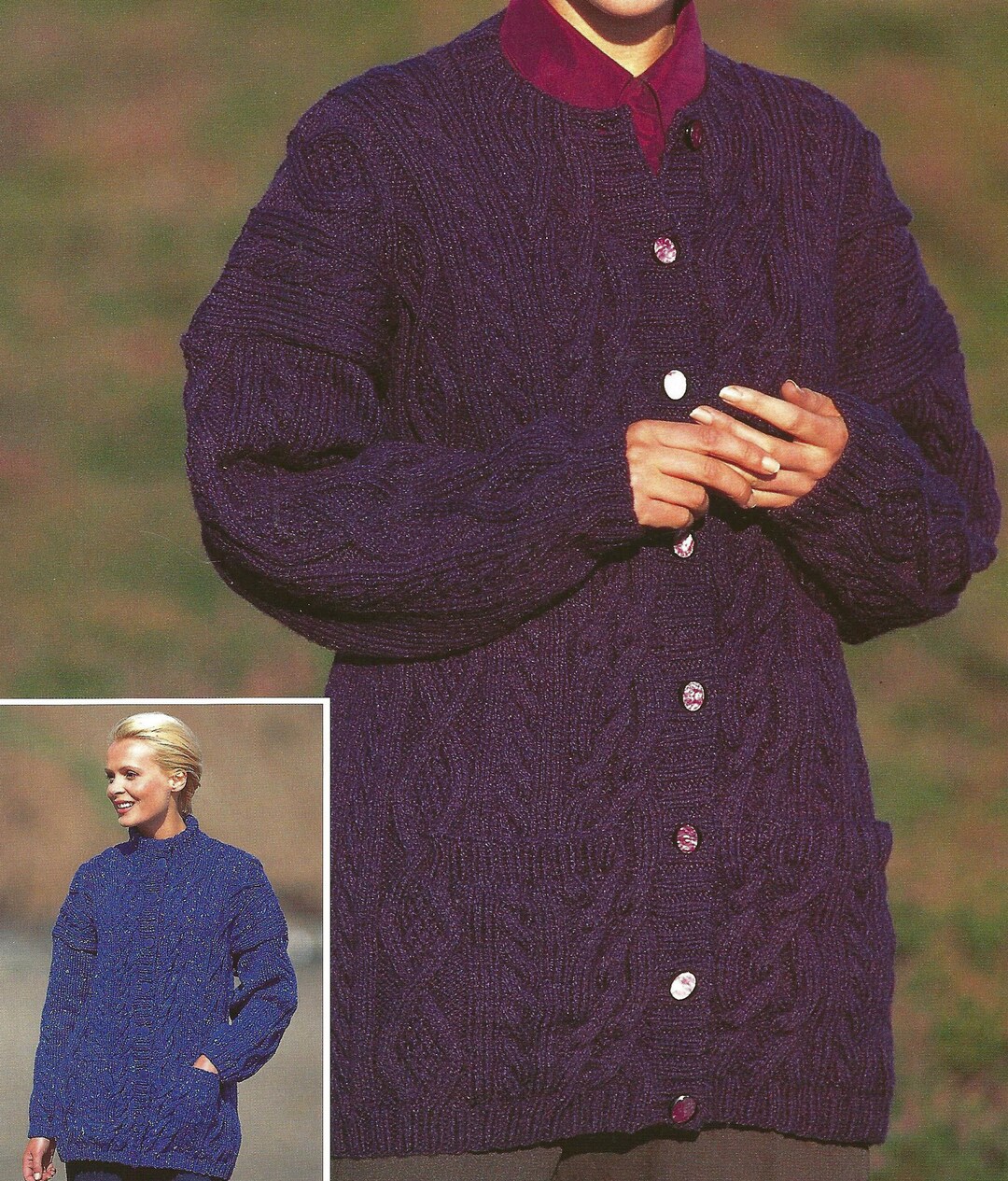 PDF Instant Digital Download Ladies Aran Jackets Knitting Pattern 30 to