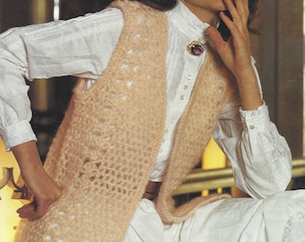 PDF Instant Digital Download ladies gilet waistcoat crochet pattern 28 to 40 inch (1664)
