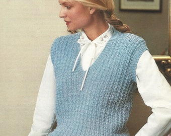 PDF Instant Download ladies slipover knitting pattern 32 to 38 inch double knit (1300)
