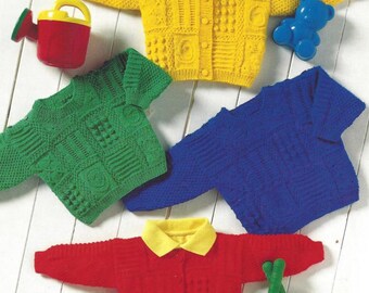 PDF Instant  Digital Download baby sweater cardigan knitting pattern 16 to 22 inch 4 ply (1041)