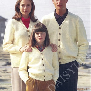 PDF Instant Digital Download ladies mans girl boy aran easy knit cardigan knitting pattern 26 to 48 inch (210)