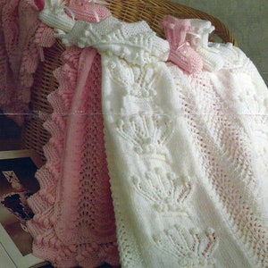 PDF Instant Digital Download Baby shawl with crown design knitting pattern double knitting  (2554)