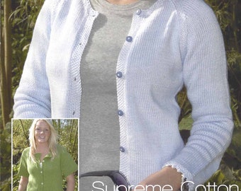 Instant PDF Digital Download ladies easy knit long short sleeves raglan cardigan knitting pattern (1460)
