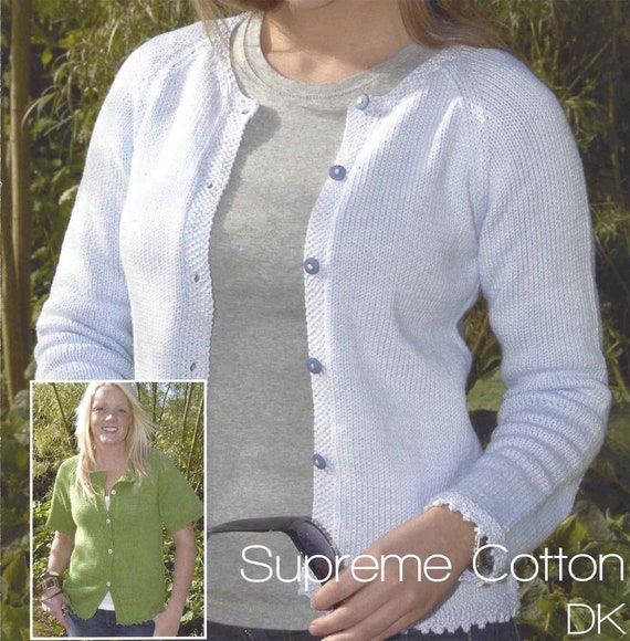 Instant PDF Digital Download Ladies Easy Knit Long Short Sleeves